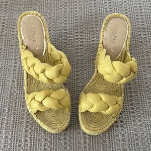 Kenneth Cole Olivia Yellow Braided Espadrille Wedges